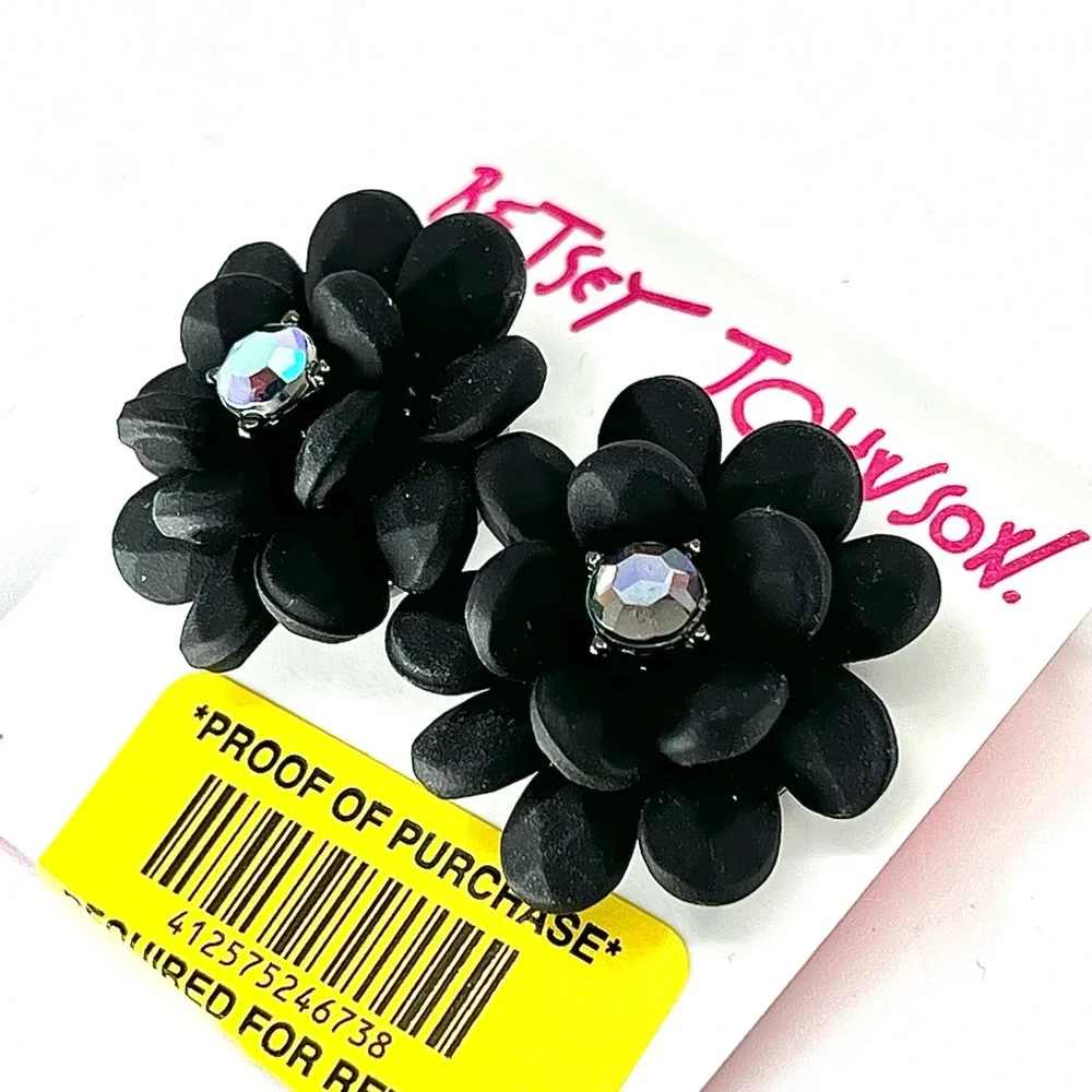 Betsey Johnson ‘Dark Magic’ Black Floral Necklace & Earrings Set Retired/HTF! - Picture 9 of 14